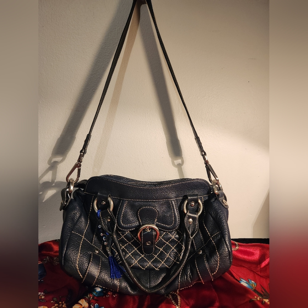 Lucē Blue Leather Shoulder Bag